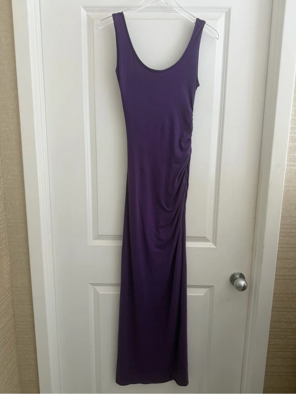 VENUS Purple Ruched Tank Maxi Dress with Side Slit -XS - Picture 6 of 7
